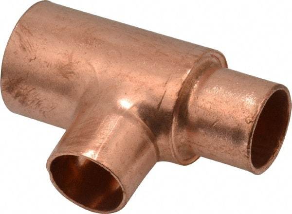 Mueller Industries - 3/4 x 1/2 x 1/2" Wrot Copper Pipe Tee - C x C x C, Solder Joint - Industrial Tool & Supply
