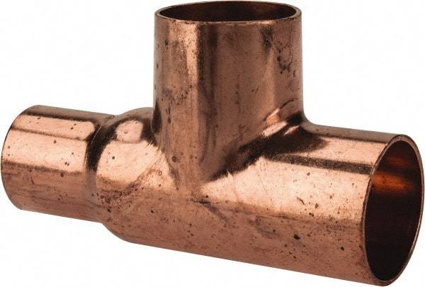 Mueller Industries - 1 x 3/4 x 1" Wrot Copper Pipe Tee - C x C x C, Solder Joint - Industrial Tool & Supply