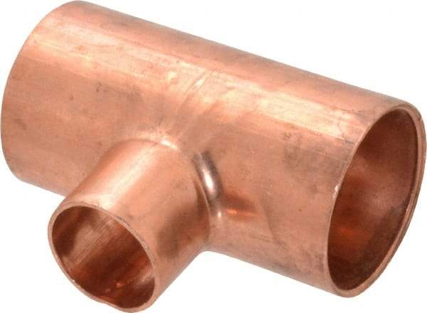 Mueller Industries - 1-1/4 x 1-1/4 x 3/4" Wrot Copper Pipe Tee - C x C x C, Solder Joint - Industrial Tool & Supply