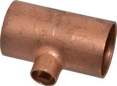 Mueller Industries - 1-1/4 x 1-1/4 x 1/2" Wrot Copper Pipe Tee - C x C x C, Solder Joint - Industrial Tool & Supply
