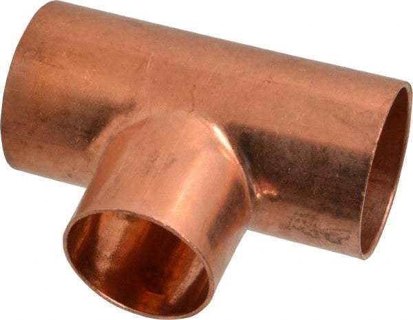 Mueller Industries - 1-1/2 x 1-1/2 x 1-1/4" Wrot Copper Pipe Tee - C x C x C, Solder Joint - Industrial Tool & Supply
