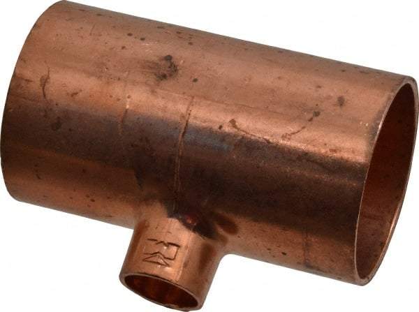 Mueller Industries - 1-1/2 x 1-1/2 x 1/2" Wrot Copper Pipe Tee - C x C x C, Solder Joint - Industrial Tool & Supply