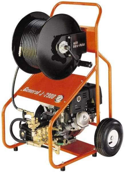 General Pipe Cleaners - Gas Jet Battery Drain Cleaning Machine - For 3" to 8" Pipe, 200' Cable - Industrial Tool & Supply