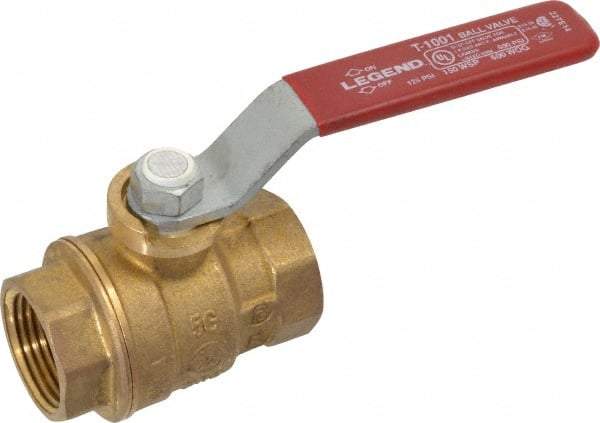 Legend Valve - 3/4" Pipe, Full Port, Brass Standard Ball Valve - Inline - One Way Flow, FNPT x FNPT Ends, Lever Handle, 600 WOG, 150 WSP - Industrial Tool & Supply