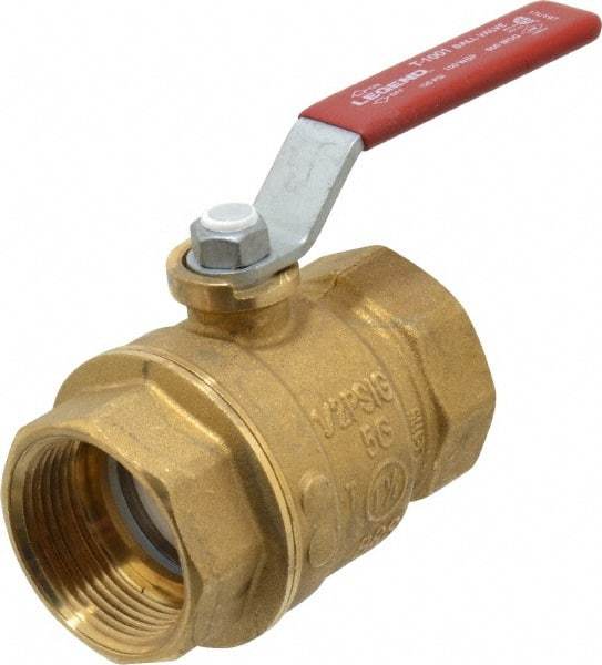 Legend Valve - 1-1/4" Pipe, Full Port, Brass Standard Ball Valve - Inline - One Way Flow, FNPT x FNPT Ends, Lever Handle, 600 WOG, 150 WSP - Industrial Tool & Supply