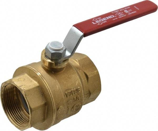 Legend Valve - 1-1/2" Pipe, Full Port, Brass Standard Ball Valve - Inline - One Way Flow, FNPT x FNPT Ends, Lever Handle, 600 WOG, 150 WSP - Industrial Tool & Supply