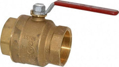 Legend Valve - 2" Pipe, Full Port, Brass Standard Ball Valve - Inline - One Way Flow, FNPT x FNPT Ends, Lever Handle, 600 WOG, 150 WSP - Industrial Tool & Supply