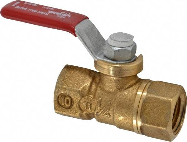 Legend Valve - 1/4" Pipe, Full Port, Brass Standard Ball Valve - Inline - One Way Flow, FNPT x FNPT Ends, Lever Handle, 600 WOG, 150 WSP - Industrial Tool & Supply