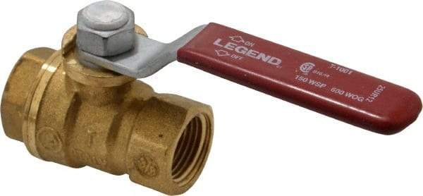 Legend Valve - 3/8" Pipe, Full Port, Brass Standard Ball Valve - Inline - One Way Flow, FNPT x FNPT Ends, Lever Handle, 600 WOG, 150 WSP - Industrial Tool & Supply