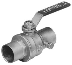 Legend Valve - 1" Pipe, Full Port, Brass Standard Ball Valve - Inline - One Way Flow, Soldered x Soldered Ends, Lever Handle, 500 WOG - Industrial Tool & Supply