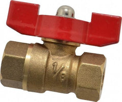 Midwest Control - 1/8" Pipe, Brass Miniature Ball Valve - Inline - One Way Flow, FNPT x FNPT Ends, Tee Handle, 600 WOG, 150 WSP - Industrial Tool & Supply