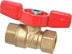 Midwest Control - 1/4" Pipe, Brass Miniature Ball Valve - Inline - One Way Flow, FNPT x FNPT Ends, Tee Handle, 600 WOG, 150 WSP - Industrial Tool & Supply