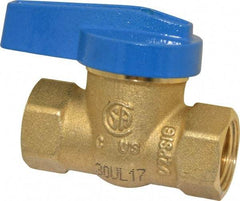 Legend Valve - 3/8" Pipe, Brass, Straight without Side Tap, Gas Ball Valve - 175 psi WOG Rating, Wedge Handle, FNPT x FNPT End Connections, 1 Piece - Industrial Tool & Supply