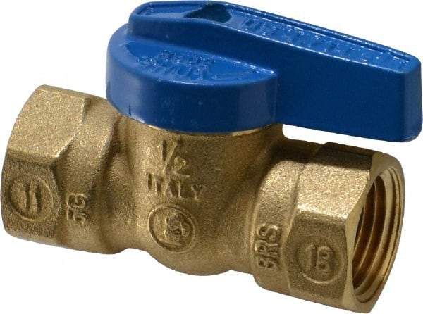 Legend Valve - 1/2" Pipe, Brass, Straight without Side Tap, Gas Ball Valve - 175 psi WOG Rating, Wedge Handle, FNPT x FNPT End Connections, 1 Piece - Industrial Tool & Supply