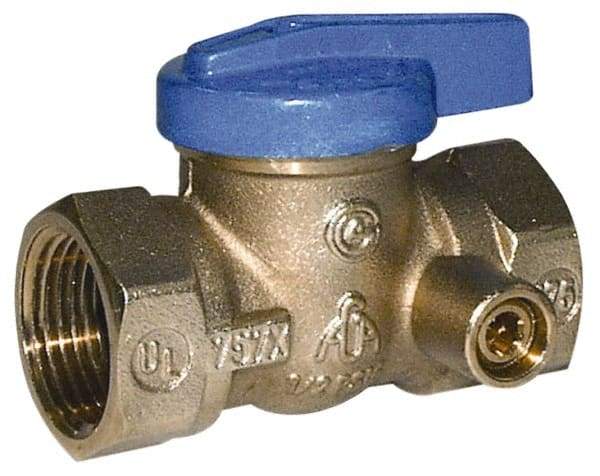 Legend Valve - 3/4" Pipe, Brass, Straight with Side Tap, Gas Ball Valve - 175 psi WOG Rating, Wedge Handle, FNPT x FNPT End Connections, 1 Piece - Industrial Tool & Supply