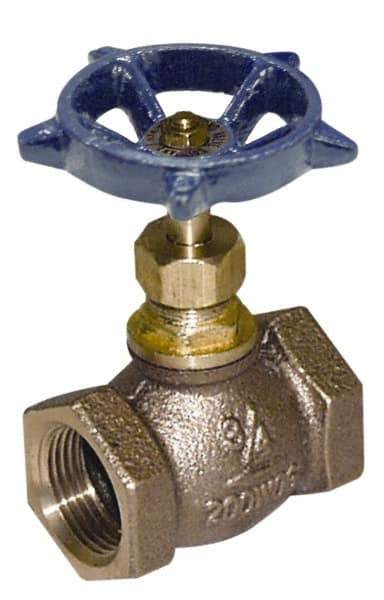 Legend Valve - 1-1/2" Pipe, FNPT Ends, Lead Free Brass Rising Stem Globe Valve - Lead Free Brass Disc, Threaded Bonnet, 200 psi WOG, 125 psi WSP, Class 125 - Industrial Tool & Supply
