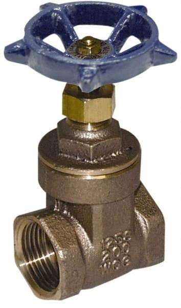 Legend Valve - 3" Pipe, Threaded Bronze Solid Wedge Stem Gate Valve - 200 WOG, 125 WSP, Screw-In Bonnet - Industrial Tool & Supply