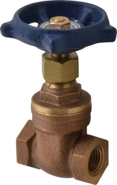Legend Valve - 1/4" Pipe, Threaded Bronze Solid Wedge Stem Gate Valve - 200 WOG, 125 WSP, Screw-In Bonnet - Industrial Tool & Supply