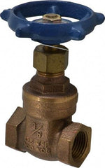 Legend Valve - 3/8" Pipe, Threaded Bronze Solid Wedge Stem Gate Valve - 200 WOG, 125 WSP, Screw-In Bonnet - Industrial Tool & Supply