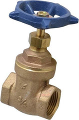 Legend Valve - 3/4" Pipe, Threaded Bronze Solid Wedge Stem Gate Valve - 200 WOG, 125 WSP, Screw-In Bonnet - Industrial Tool & Supply