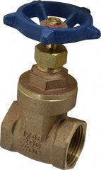 Legend Valve - 1" Pipe, Threaded Bronze Solid Wedge Stem Gate Valve - 200 WOG, 125 WSP, Screw-In Bonnet - Industrial Tool & Supply