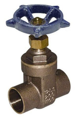 Legend Valve - 4" Pipe, Soldered Bronze Solid Wedge Stem Gate Valve - 200 WOG, 125 WSP, Screw-In Bonnet - Industrial Tool & Supply