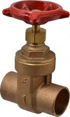 Legend Valve - 1" Pipe, Soldered Bronze Solid Wedge Stem Gate Valve - 200 WOG, 125 WSP, Screw-In Bonnet - Industrial Tool & Supply