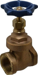 Legend Valve - 1" Pipe, Threaded Bronze Solid Wedge Stem Gate Valve - 200 WOG, 125 WSP, Screw Over Bonnet - Industrial Tool & Supply