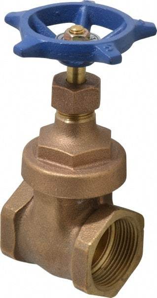 Legend Valve - 1-1/4" Pipe, Threaded Bronze Solid Wedge Stem Gate Valve - 200 WOG, 125 WSP, Screw Over Bonnet - Industrial Tool & Supply