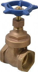 Legend Valve - 1-1/4" Pipe, Threaded Bronze Solid Wedge Stem Gate Valve - 200 WOG, 125 WSP, Screw Over Bonnet - Industrial Tool & Supply