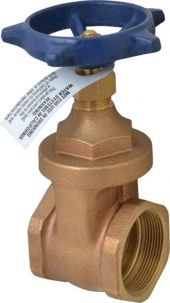 Legend Valve - 2" Pipe, Threaded Bronze Solid Wedge Stem Gate Valve - 200 WOG, 125 WSP, Screw Over Bonnet - Industrial Tool & Supply