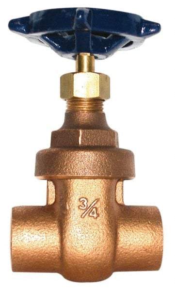 Legend Valve - 1-1/2" Pipe, Soldered Bronze Solid Wedge Stem Gate Valve - 200 WOG, 125 WSP, Screw Over Bonnet - Industrial Tool & Supply