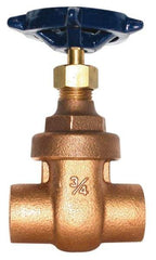 Legend Valve - 1-1/2" Pipe, Soldered Bronze Solid Wedge Stem Gate Valve - 200 WOG, 125 WSP, Screw Over Bonnet - Industrial Tool & Supply