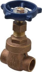 Legend Valve - 1/2" Pipe, Soldered Bronze Solid Wedge Stem Gate Valve - 200 WOG, 125 WSP, Screw Over Bonnet - Industrial Tool & Supply