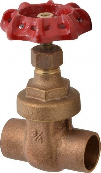 Legend Valve - 3/4" Pipe, Soldered Bronze Solid Wedge Stem Gate Valve - 200 WOG, 125 WSP, Screw Over Bonnet - Industrial Tool & Supply