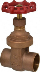Legend Valve - 1-1/4" Pipe, Soldered Bronze Solid Wedge Stem Gate Valve - 200 WOG, 125 WSP, Screw Over Bonnet - Industrial Tool & Supply