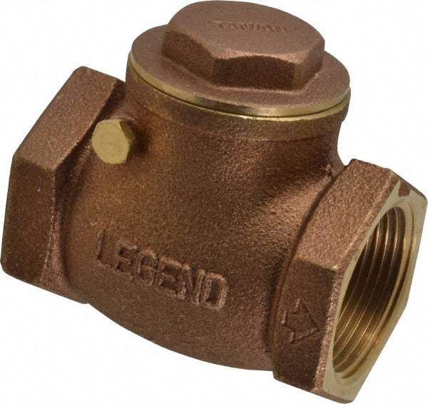 Legend Valve - 1-1/4" Brass Check Valve - Inline, FNPT x FNPT, 200 WOG - Industrial Tool & Supply