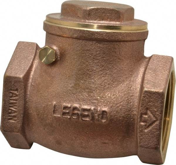 Legend Valve - 1-1/2" Brass Check Valve - Inline, FNPT x FNPT, 200 WOG - Industrial Tool & Supply