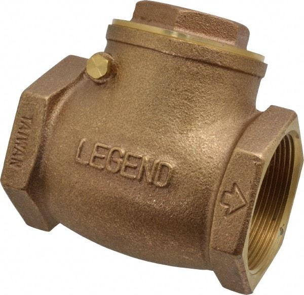 Legend Valve - 2" Brass Check Valve - Inline, FNPT x FNPT, 200 WOG - Industrial Tool & Supply
