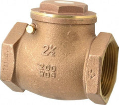 Legend Valve - 2-1/2" Brass Check Valve - Inline, FNPT x FNPT, 200 WOG - Industrial Tool & Supply