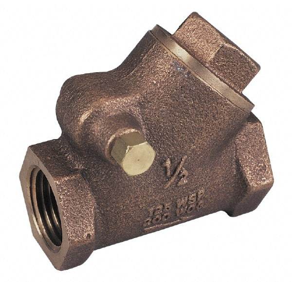 Legend Valve - 1-1/4" Bronze Check Valve - Y-Pattern, FNPT x FNPT, 300 WOG - Industrial Tool & Supply