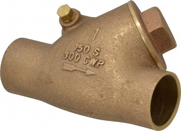 Legend Valve - 1" Bronze Check Valve - Y-Pattern, Soldered x Soldered, 300 WOG - Industrial Tool & Supply