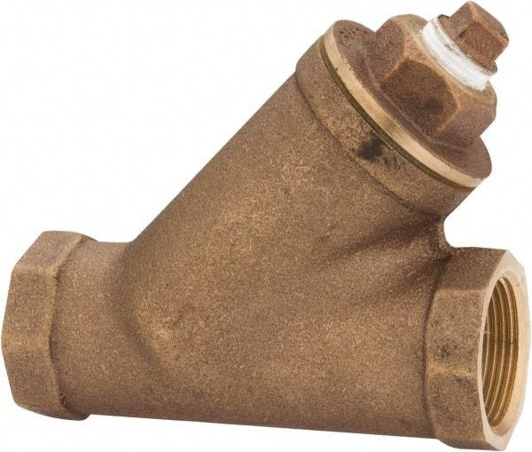 Legend Valve - 1-1/4" Pipe, FNPT Ends, Bronze Y-Strainer - 300 psi WOG Rating, 150 psi WSP Rating - Industrial Tool & Supply