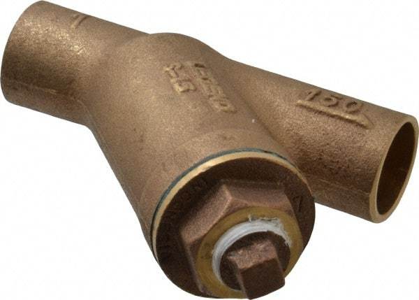 Legend Valve - 1" Pipe, Solder Ends, Bronze Y-Strainer - 300 psi WOG Rating, 150 psi WSP Rating - Industrial Tool & Supply