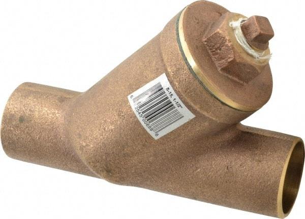 Legend Valve - 1-1/2" Pipe, Solder Ends, Bronze Y-Strainer - 300 psi WOG Rating, 150 psi WSP Rating - Industrial Tool & Supply