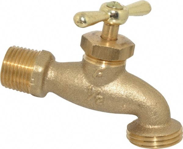 Legend Valve - 1/2 Inch Pipe, 125 psi WOG Rating, Brass Hose Bibb, Stop Valve - Industrial Tool & Supply