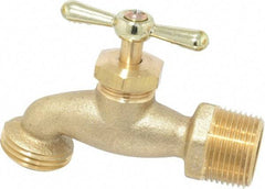 Legend Valve - 3/4" Pipe, 125 psi WOG Rating, Brass Hose Bibb, Stop Valve - Tee Handle, MNPT x GHT End Connections - Industrial Tool & Supply