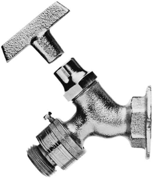 Legend Valve - 1/2" Pipe, Chrome Plated Brass Sillcock with Vacuum Breaker - Loosekey Handle, FNPT x GHT End Connections, 125 psi WOG Rating - Industrial Tool & Supply