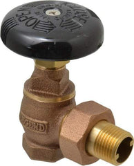 Legend Valve - 1/2" Pipe, 60 psi WOG Rating, FNPT x Male Union End Connections, Handwheel Steam Angle Radiator Valve - 15 psi Steam Pressure Rating, Bronze - Industrial Tool & Supply