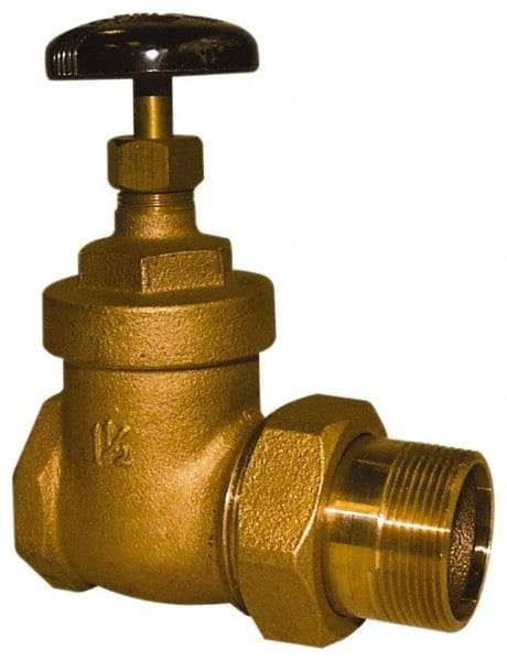 Legend Valve - 1/2" Pipe, 200 psi WOG Rating, FNPT x Male Union End Connections, Handwheel Steam Gate Radiator Valve - 125 psi Steam Pressure Rating, Bronze - Industrial Tool & Supply